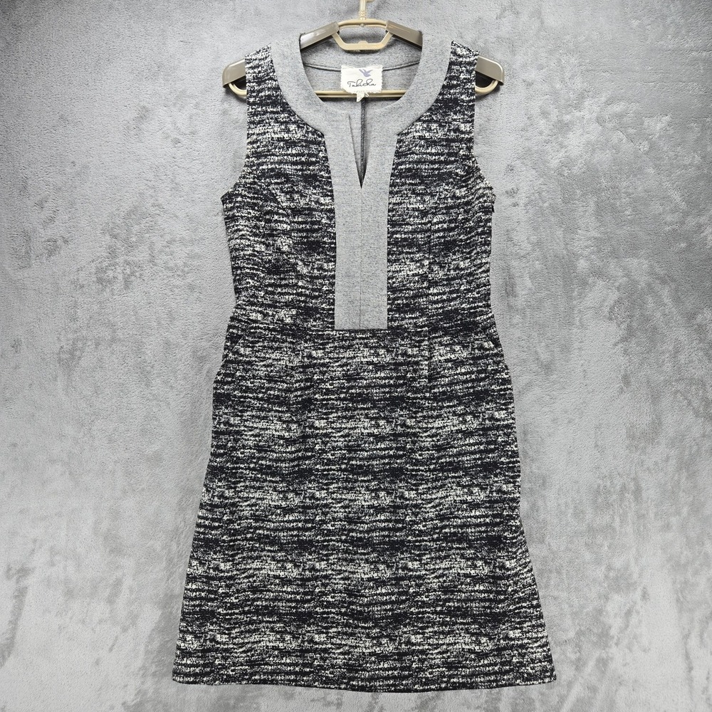 Tabitha By Anthropologie Black‎ Gray White Marled Knit Sheath Dress Sz 6 Pockets